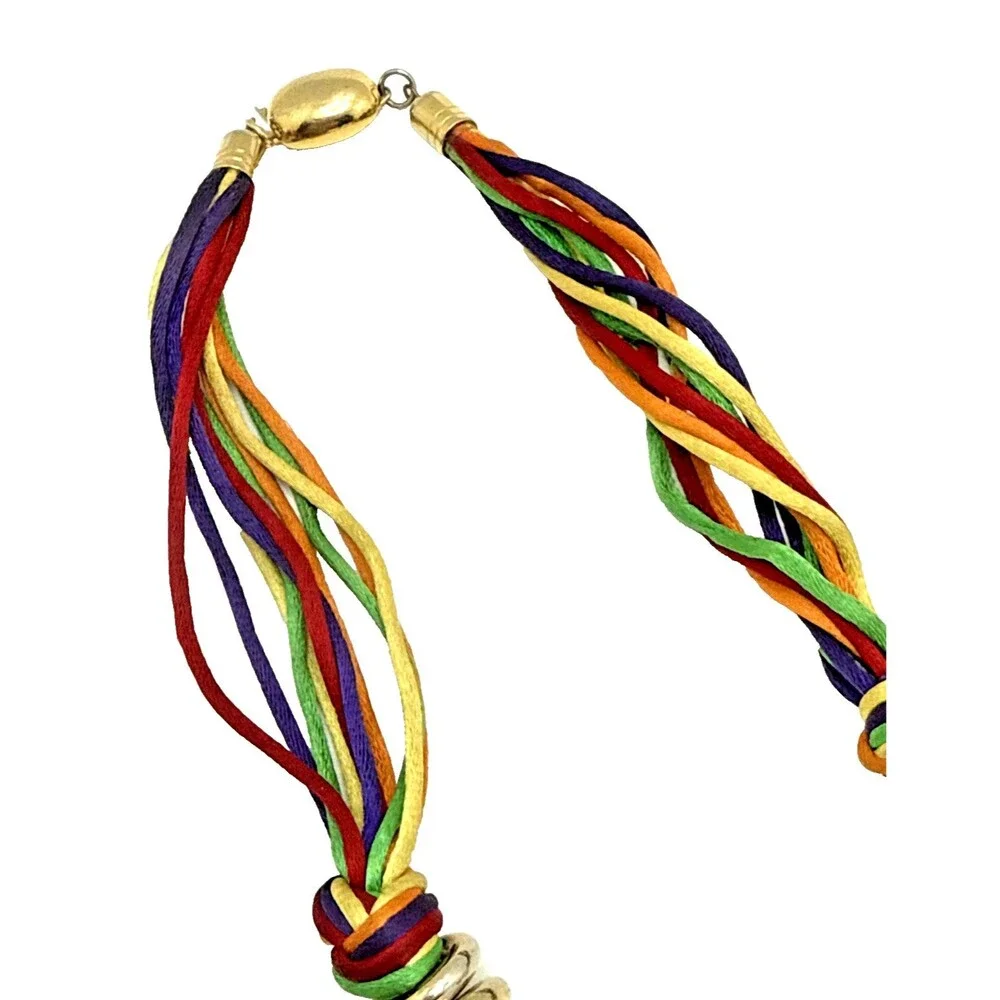 Vintage Statement Necklace Colorful Spike Beads Multi Cord Chunky Pop Art 18